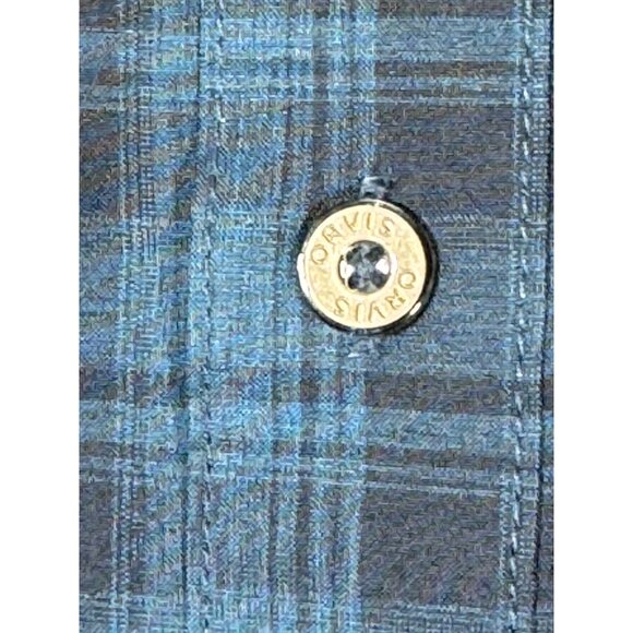 Orvis Blue Plaid Short Sleeve Button-Up Shirt M/M Polyester Mens Classic Collect - Picture 12 of 16